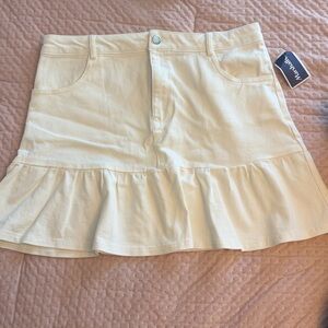 White Ruffled Denim Skirt